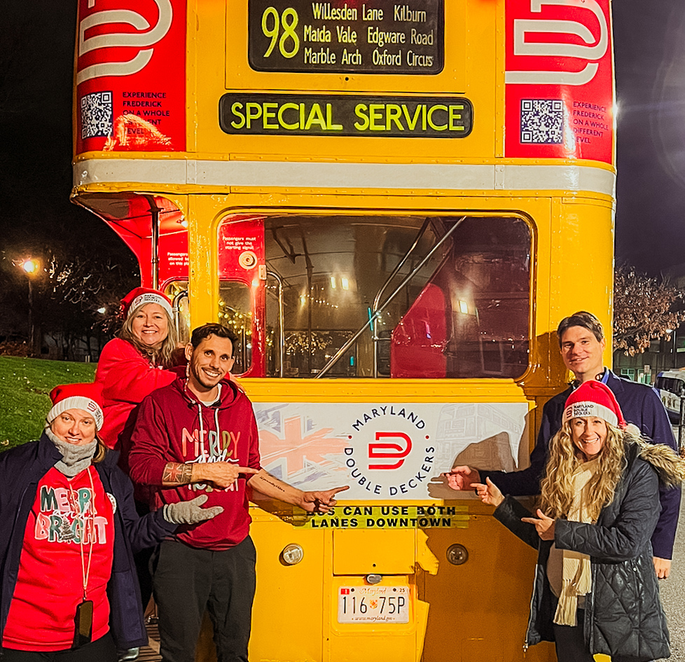 The cheerful community poses in front of the festive Double Decker Holiday Bus.
https://www.instagram.com/p/DC6iSJpNyqh/
