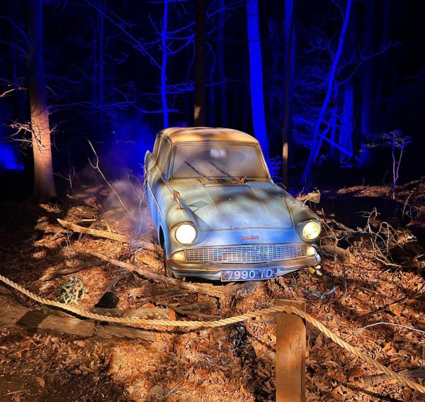 Ron Weasley's family's magic car is stuck in the forest, just like it was portrayed in the second Harry Potter movie, "the Chamber of Secrets." (Photo courtsey of Brooklyn Shrewsberry)