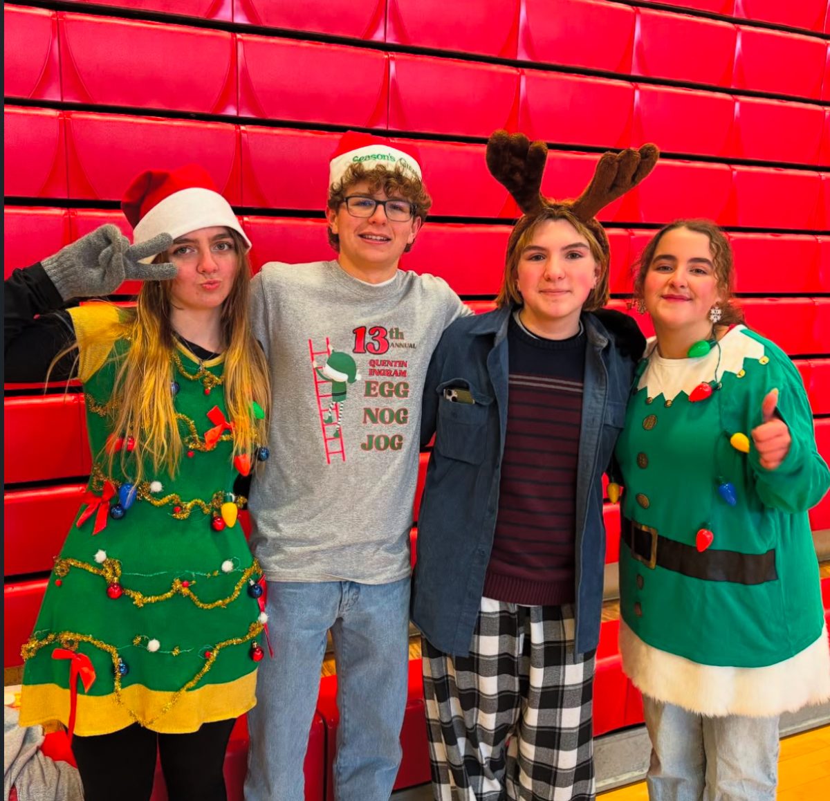 LHS 2026 class council show off their festive Christmas gear before the Egg Nog Jog.