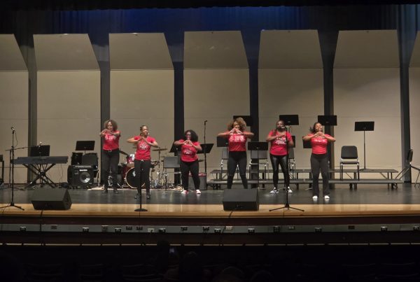 The Frederick County Alumnae Chapter of Delta Sigma Theta Sorority, Inc performing 
