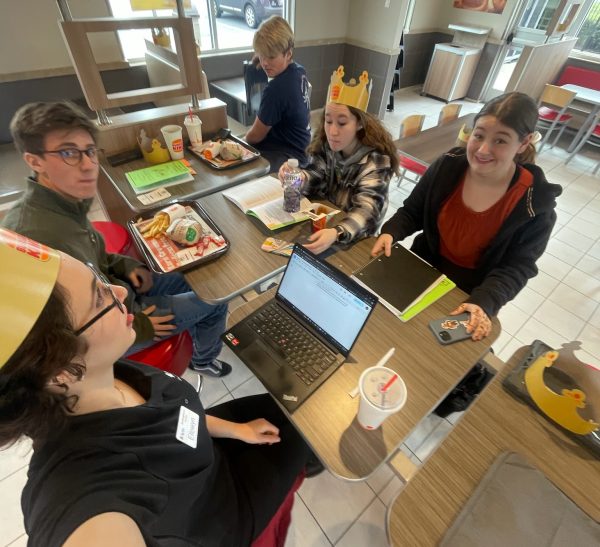 Members of the LHS Mock Trial team prepare for their first competition at McDonald's.