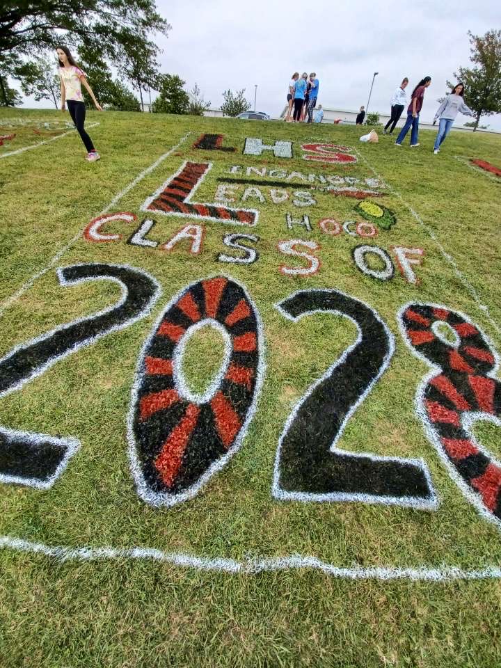 The Linganore class of 2028's finale design execution for the homecoming hill painting competition.
