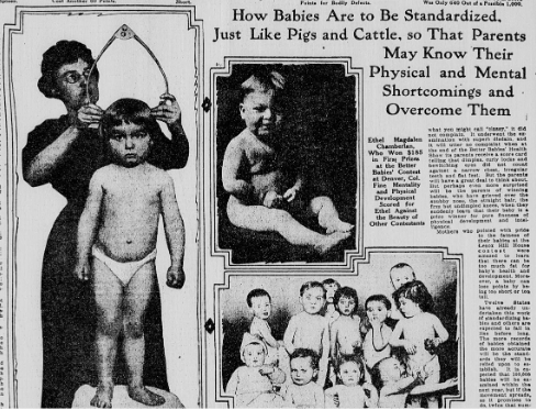 An article from the May 18, 1913 issue of the Times Dispatch, based in Richmond, Virginia, discussing what standards a baby must meet to be considered "scientifically efficient" 