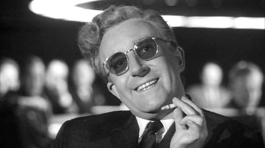 Peter Sellers as the titular character in the 1964 film 'Dr Strangelove', a satire on the concept of nuclear bombs from the Cold War