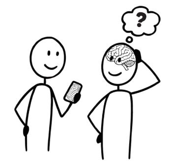 Brain power or technology power? Reliance on either affects thinking and social skills. (Graphic by Sadie Pomeroy)