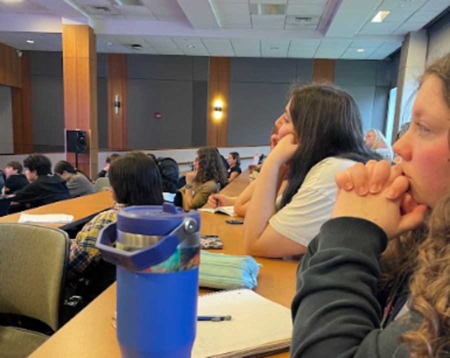 Students listen intently to a J-Day presentation at UMD.