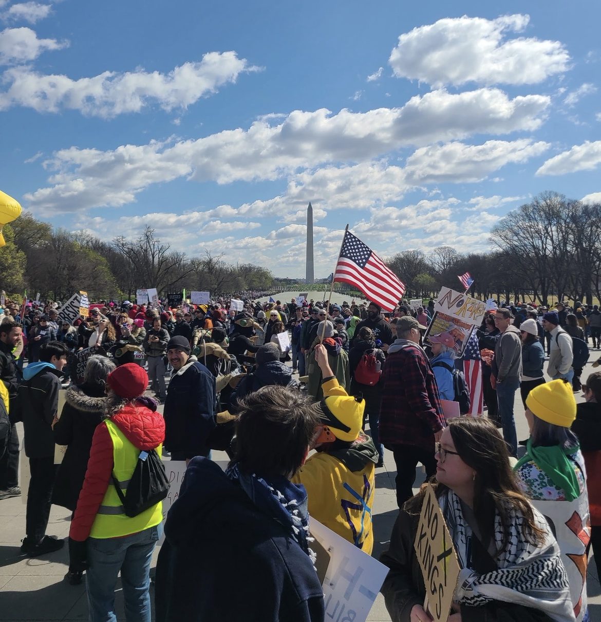 Thousands march in Washington, DC in support of the No Kings movement.