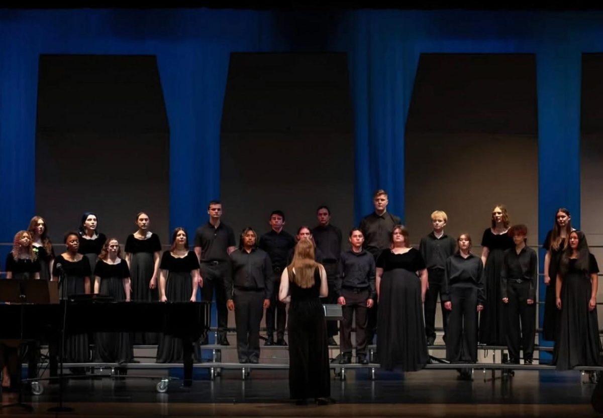 Students in the Concert Choir sing in the winter performance.