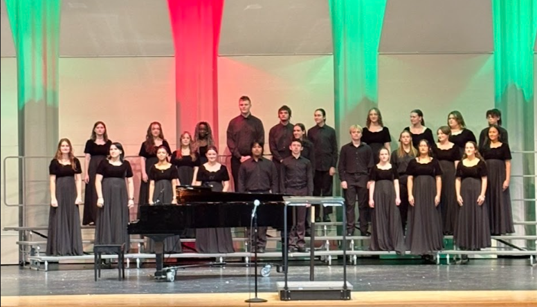 Students in Concert Choir doing the Winter performance on December 9th.  