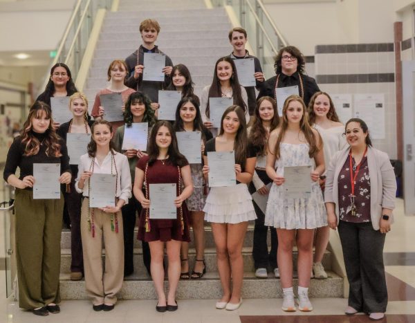 Members of Linganore National Art Honor Society are recognized at the annual art show. (Photo courtesy of Doug Niemeier)