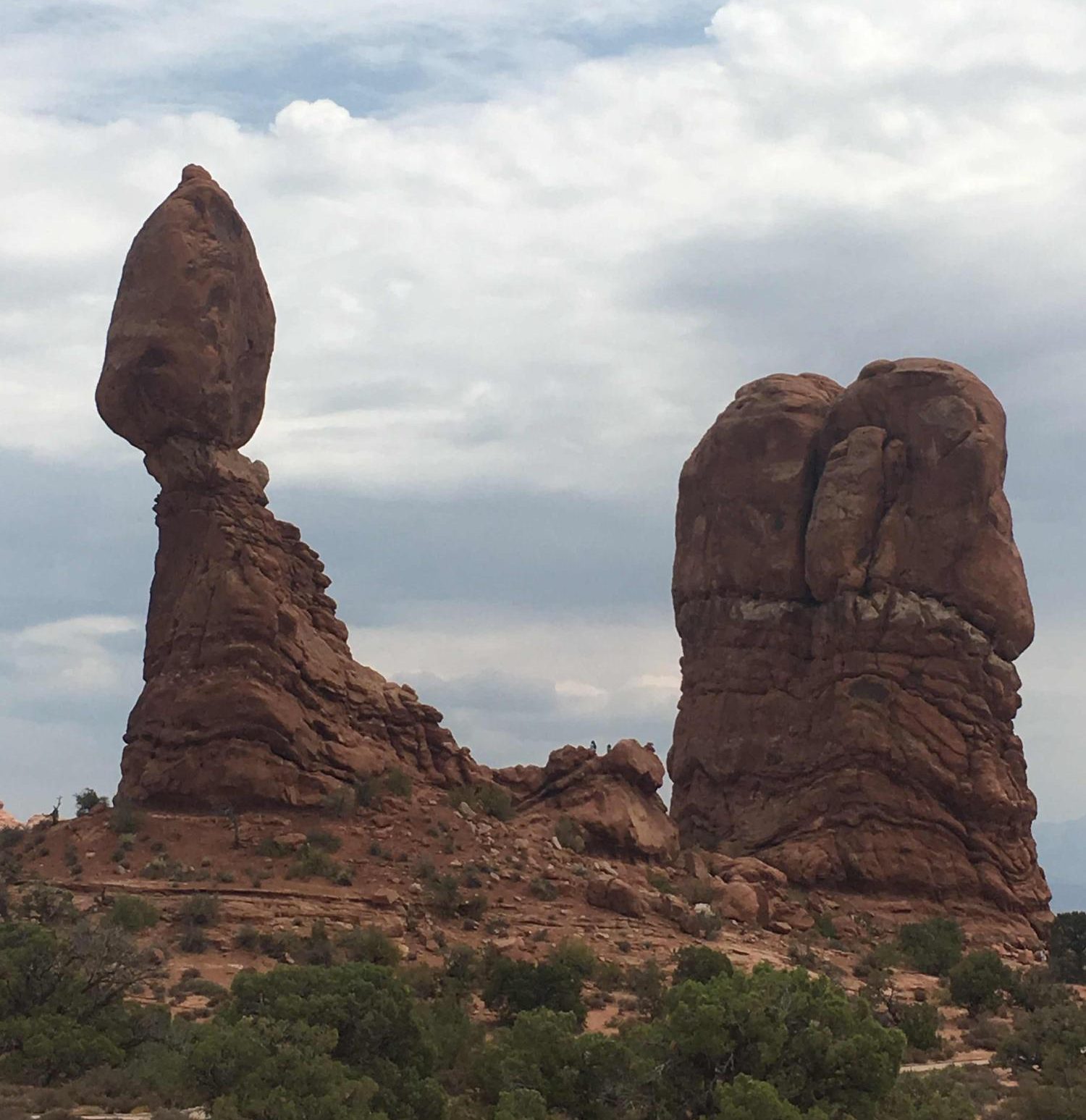 In Arches, there are over 2,000 natural stone Arches (according to the National Park Service website.) Balanced Rock is one of many, which can be viewed via the viewpoint or by short trail.