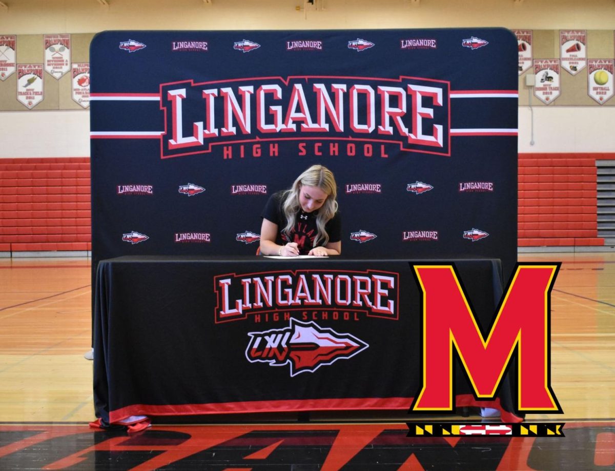 Lily Wright signs her National Letter of Intent to cheer at the University of Maryland.